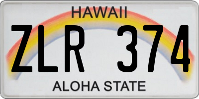 HI license plate ZLR374