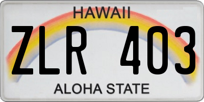 HI license plate ZLR403