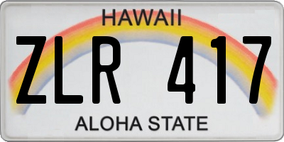 HI license plate ZLR417