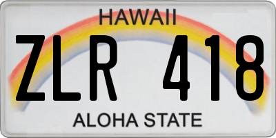 HI license plate ZLR418
