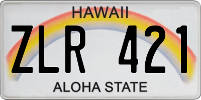 HI license plate ZLR421