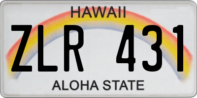 HI license plate ZLR431