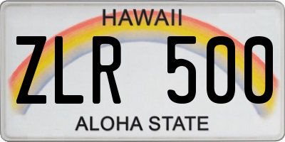 HI license plate ZLR500