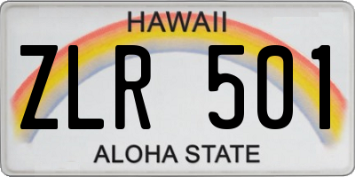 HI license plate ZLR501