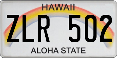 HI license plate ZLR502