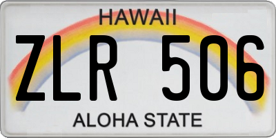 HI license plate ZLR506