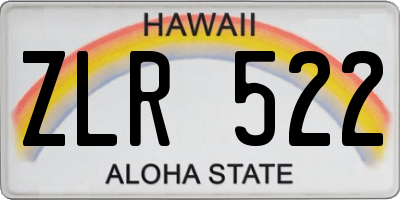 HI license plate ZLR522