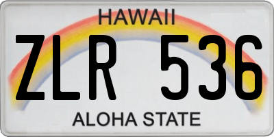 HI license plate ZLR536