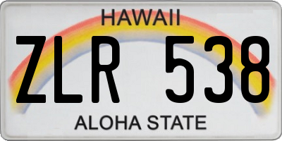 HI license plate ZLR538