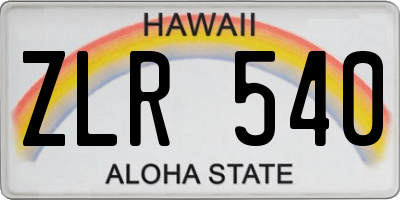 HI license plate ZLR540