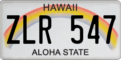 HI license plate ZLR547