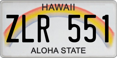 HI license plate ZLR551