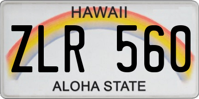 HI license plate ZLR560