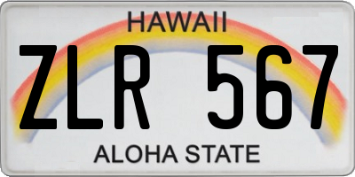 HI license plate ZLR567