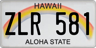HI license plate ZLR581
