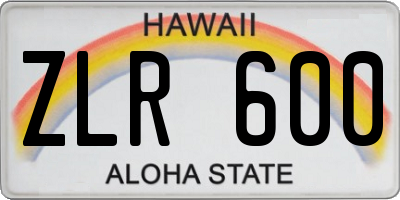 HI license plate ZLR600