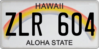 HI license plate ZLR604