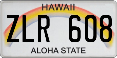 HI license plate ZLR608