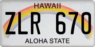 HI license plate ZLR670