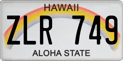 HI license plate ZLR749