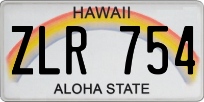 HI license plate ZLR754