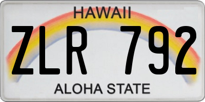 HI license plate ZLR792