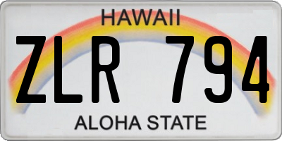 HI license plate ZLR794