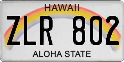 HI license plate ZLR802