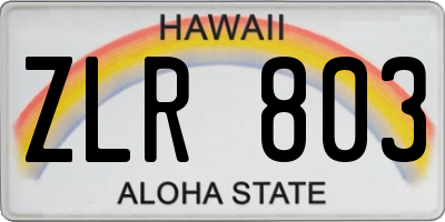 HI license plate ZLR803