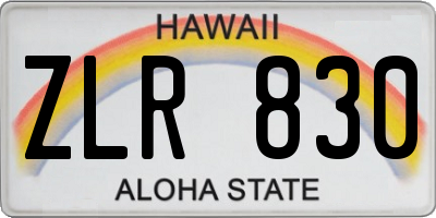 HI license plate ZLR830