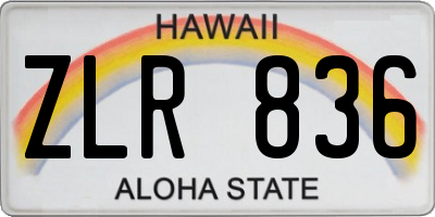 HI license plate ZLR836