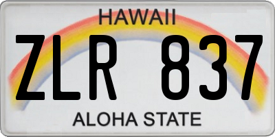 HI license plate ZLR837