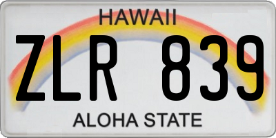 HI license plate ZLR839