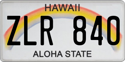 HI license plate ZLR840