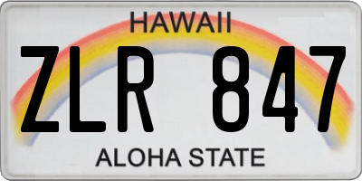 HI license plate ZLR847