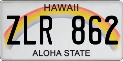 HI license plate ZLR862