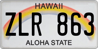 HI license plate ZLR863
