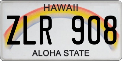 HI license plate ZLR908