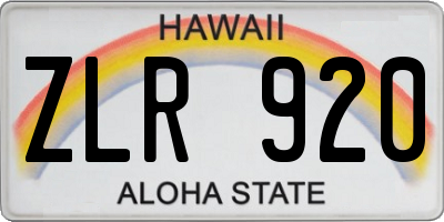 HI license plate ZLR920