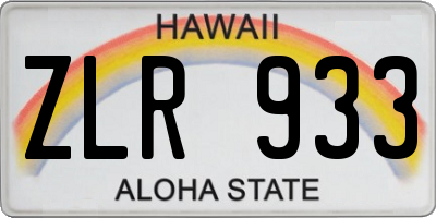 HI license plate ZLR933