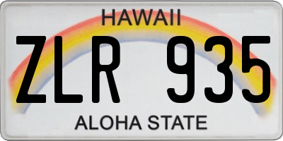 HI license plate ZLR935