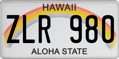HI license plate ZLR980