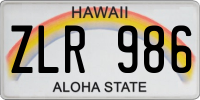 HI license plate ZLR986