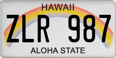 HI license plate ZLR987