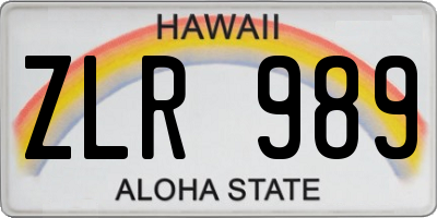 HI license plate ZLR989