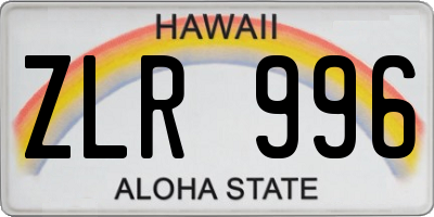 HI license plate ZLR996