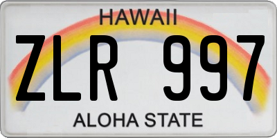 HI license plate ZLR997