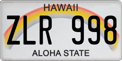 HI license plate ZLR998