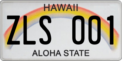 HI license plate ZLS001
