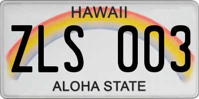 HI license plate ZLS003